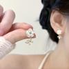 White Camellia Ear Clips, Simple Zircon Stud Earrings, Women's Niche Design, Flower Earrings, Mosquito Coil Disc.