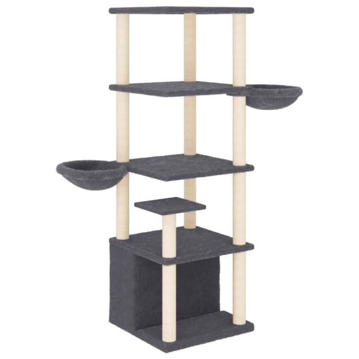 VidaXL Cat Tree with Sisal Scratching Posts Dark Grey 147 Cm 171782