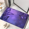 Purple Butterfly HD Print Door Mat - Non-Slip, Machine Washable Polyester Mat for Bedroom, Living Room, Bathroom - Absorbent Microfiber Floor Mat for 