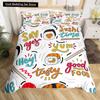 Japanese Sushi King Queen Duvet Cover Little Cat Bedding Set Novelty Cartoon Pet Animal Japan Food White Polyester Quilt Cover