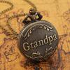 2 Pcs/set, “Grandpa” Men's Retro Fashion Copper Quartz Pocket Watch & 1PC Fashion Casual Mens Bracelet, Ideal Choice for Gifts To Grandpa