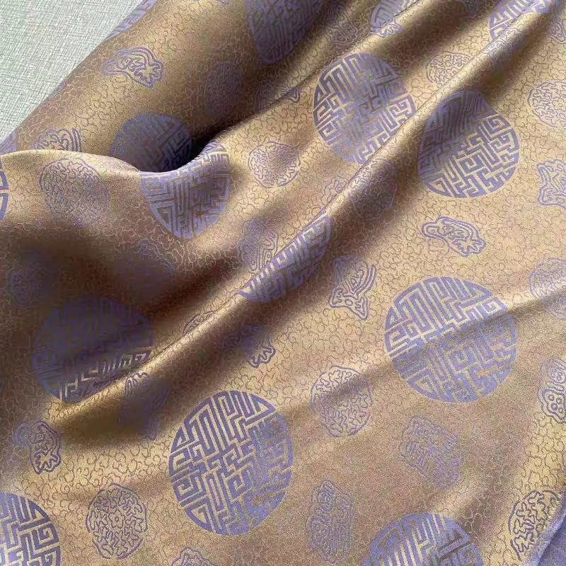17 Ohm Silk Fabric Traditional Chinese Jacquard Silk Cotton Charmeuse Crepe Tissu Fabric for Sewing Cheongsam Cloth Width 114cm