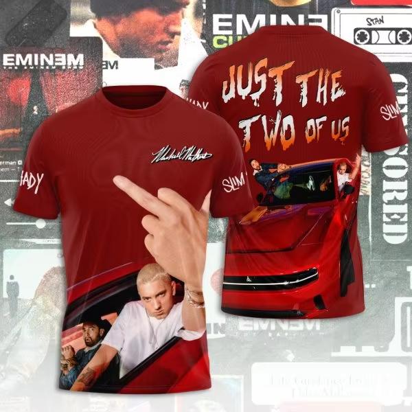 Round Neck 3D Rapper Eminem Printed T-shirts Casual Short Sleeved Men's T-shirts - Soft Medium Stretch Polyester Fabric Summer Relaxed Fit Clothing