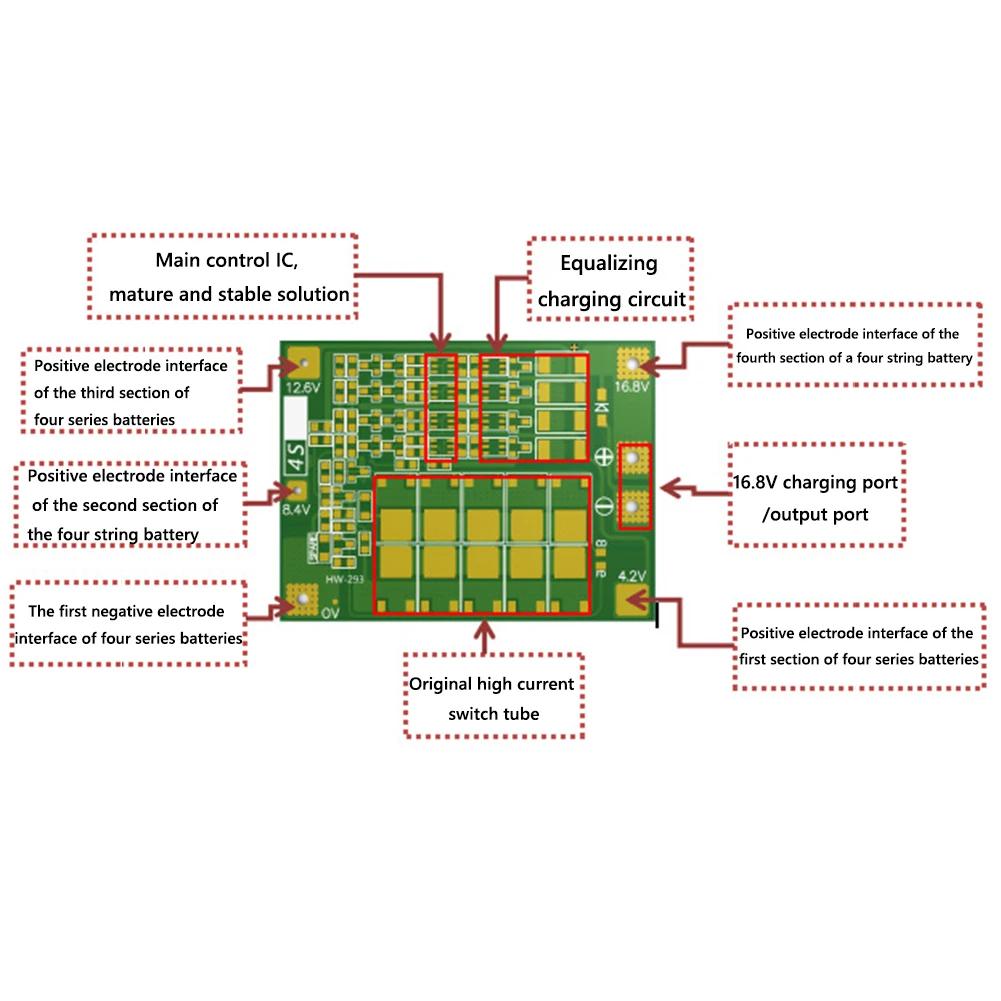 3S/4S 20A 40A 60A Li-ion litiumbatterilader beskyttelseskort 18650 BMS boremotor 11,1V 12,6V/14,8V 16,8V Forbedring/balanse