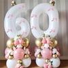 2pcs101.6cm Pink Bow Decoration White Digital Balloon for Birthday Anniversary Wedding Graduation Season New Year Decoration