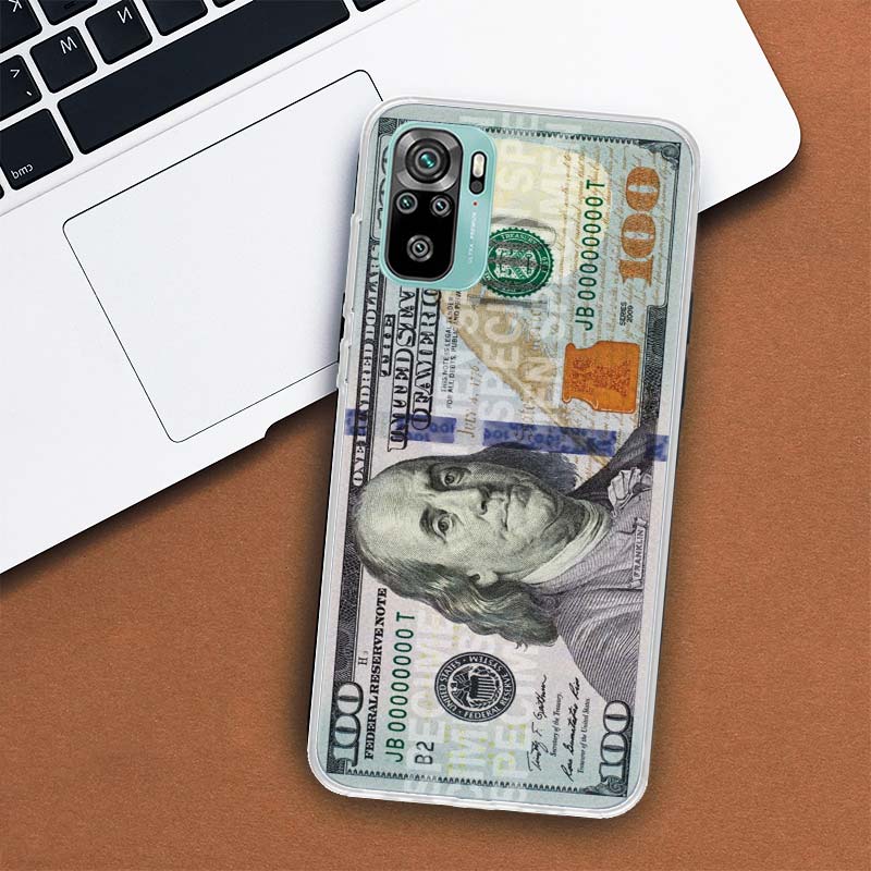 Banknote Dollar Cash Money Phone Case For Xiaomi Redmi Note 14 13 12 12S 11 Pro Plus 11S 10 10S 11T 11E Soft Transparent Shell C