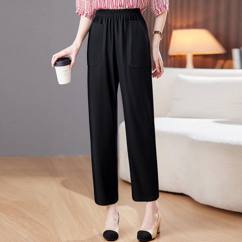 Pastel Mid-Age Women's Loose Fit Elastic Waist Casual Pants