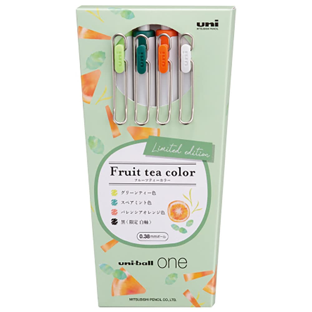 

Mitsubishi Pencil One Fruit Tea Color F Green Valencia Black Uni-ball 4-Color Set, Refresh, 0.38mm, UMN-S-38-H4C-FRF, Tea, Spearmint, Orange, чёрный