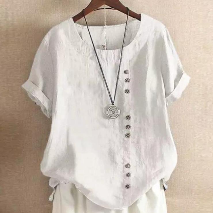 Elegantes Baumwoll-Knopfhemd für Damen - Unifarben, Perfekt für Frühling/Herbst EMA