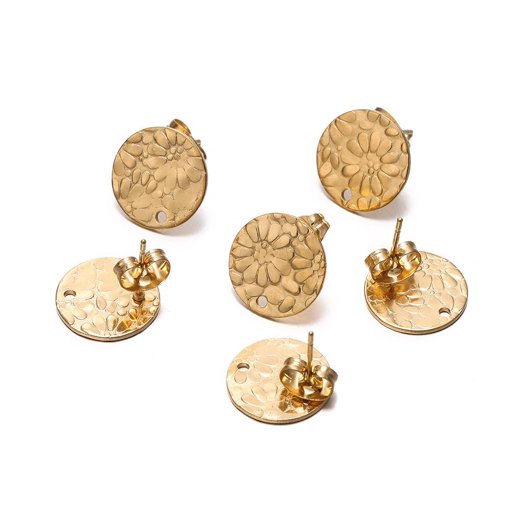 10 Stück/Los Mehrere Stile Edelstahl Stecker Ohrring Basis Runde Blätter Basis für Ohrringe DIY Schmuckherstellung Zubehör