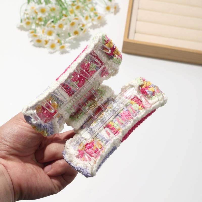 Secure Grip Knitted Hair Clip for Active Lifestyle Comfortable Fashion Flower Hairpin Nonslip Sports Activity