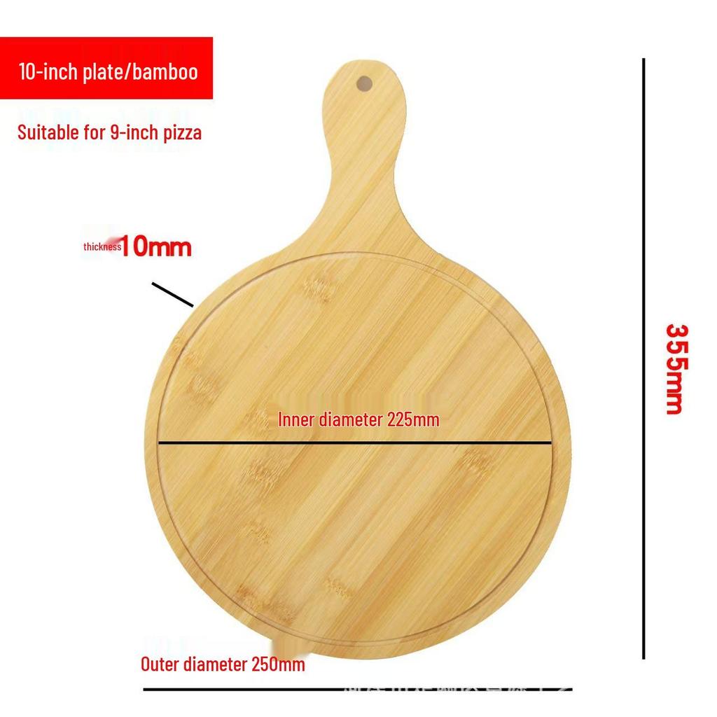 In-Stock Round Wooden Pizza, Bread, Dessert Tray with Handle - Solid Wood Plate for Steak, Sushi, Cake
