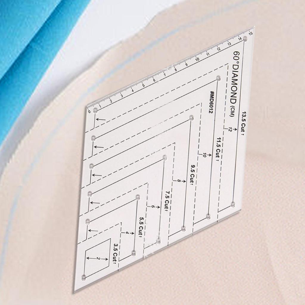 Quilt Templates 60 Degree Rhombus Ruler Quilting Template Transparent Stencil Tool For Textile Crafts Fabric Art Handmade