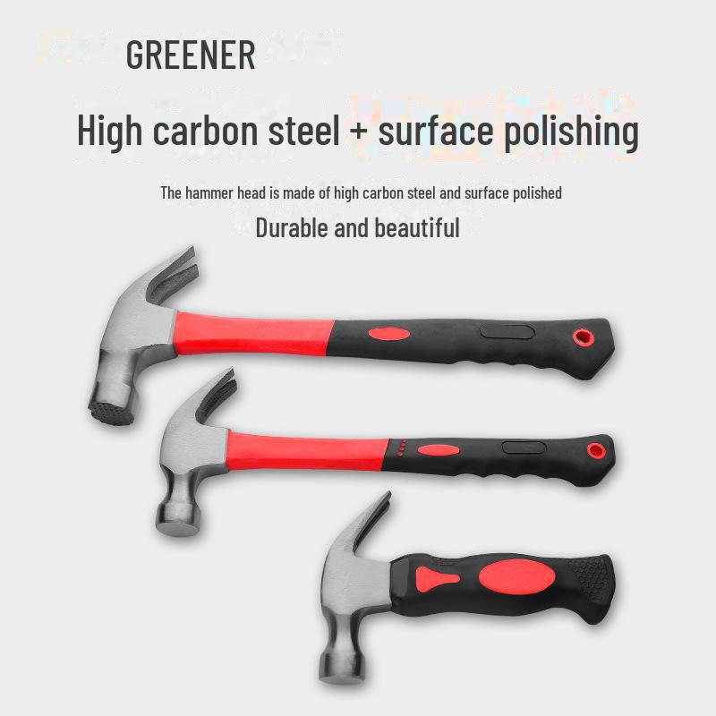 Green Forest Shockproof Fiberglass Claw Hammer - Heavy-Duty, Shock-Absorbing Universal Striking Tool.