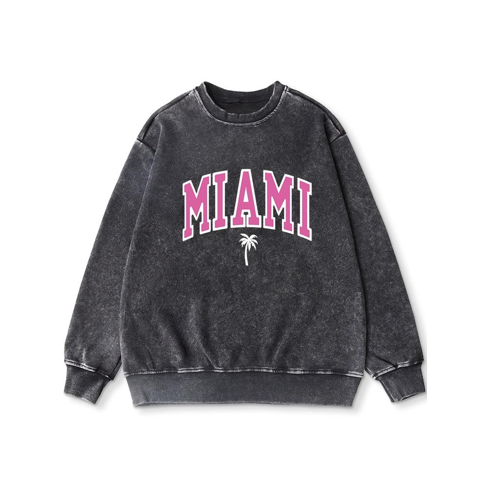 

Майами-Бич Принт Женское Худи с Эффектом Потертости Винтажная Теплая Толстовка с Вареной Отделкой Повседневный Тонкий Стиль Спортивная Одежда Женская 3XL