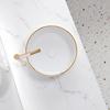 Marble patterned modern circular ceramic bathroom sink, freestanding washbasin, luxurious gold edged washbasin(excluding faucet)