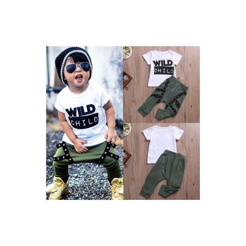 Accogliente Completo per Neonato e Bambino Maschio T-shirt a Maniche Lunghe in Morbido Cotone e Set di Pantaloni
