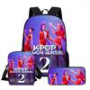 Large Capacity Schoolbag with Shoulder Strap; Student Three-piece Pencil Case Set