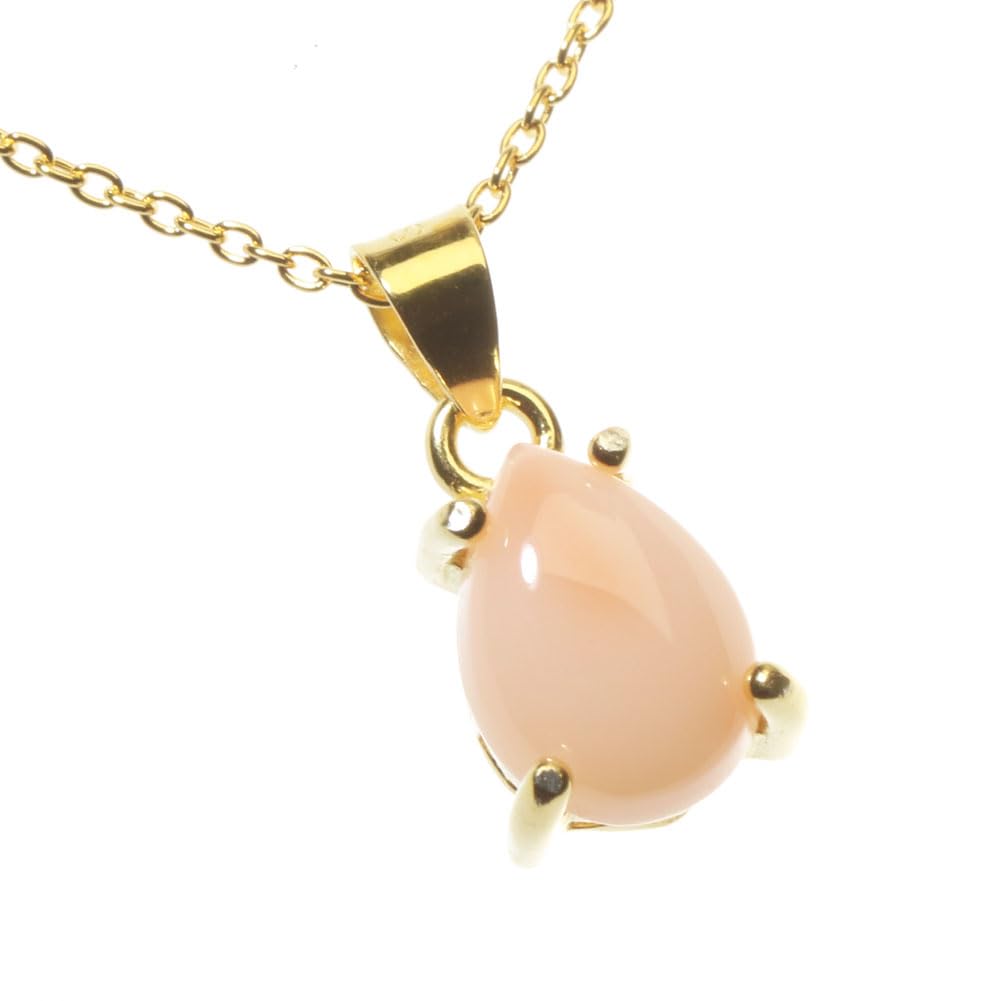 Mid-gray coral pink teardrop pendant for women, undyed.