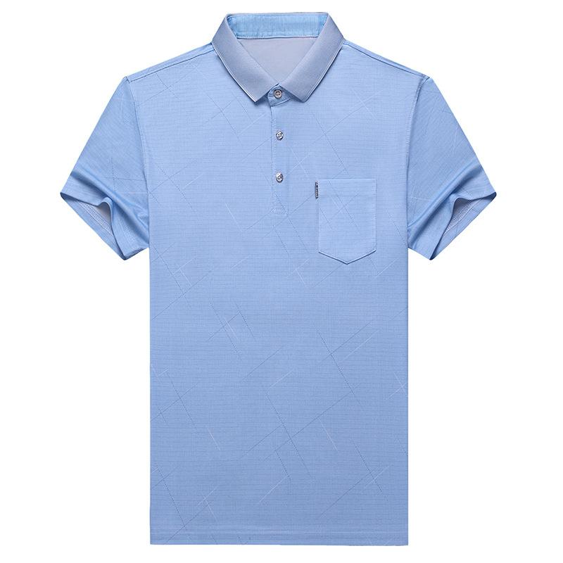 

Весенняя новая футболка, мужская однотонная повседневная мужская футболка с короткими рукавами и лацканами, удобная дышащая высокоэластичная мужская одежда среднего возраста