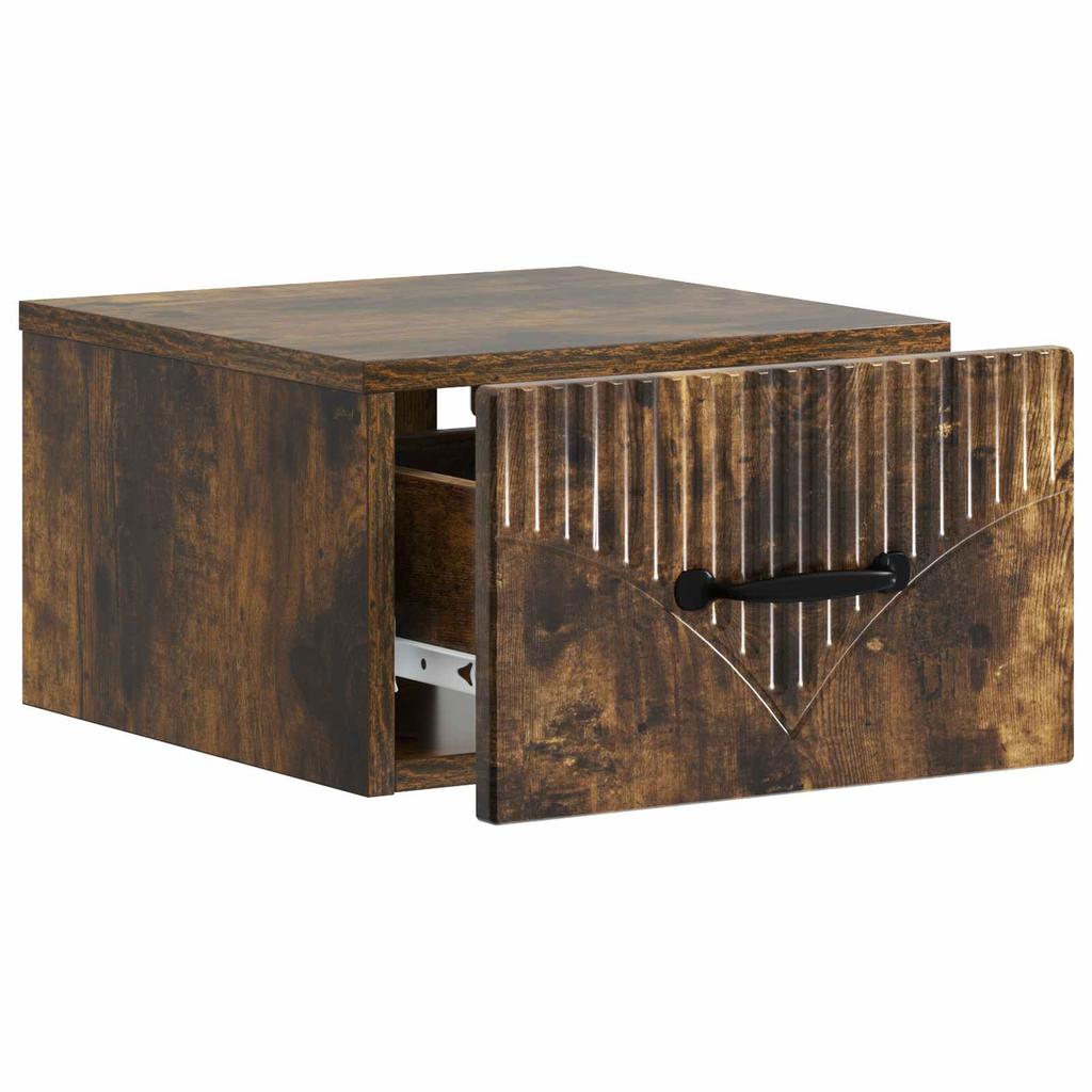 Wall Mounted Nightstand Smoked Oak 34.5 x 33 x 20 cm