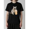Waschbär trinkt Eiskaffee T-Shirt Lustiges Tier Meme Shirt Lässiges Rundhals Kurzarm Grafik T-Shirt Oberteile für Damen Herren
