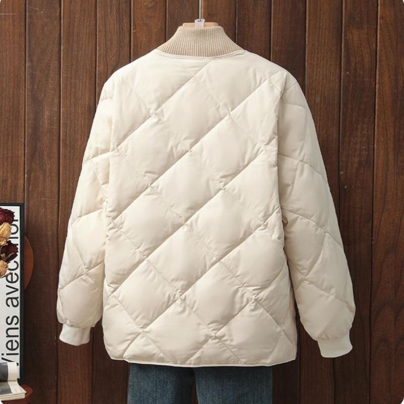 Rhombus Cotton-padded Clothes for Women's Winter Thickened Milk Waxy Cotton-padded Clothes, Small Padded Jacket.