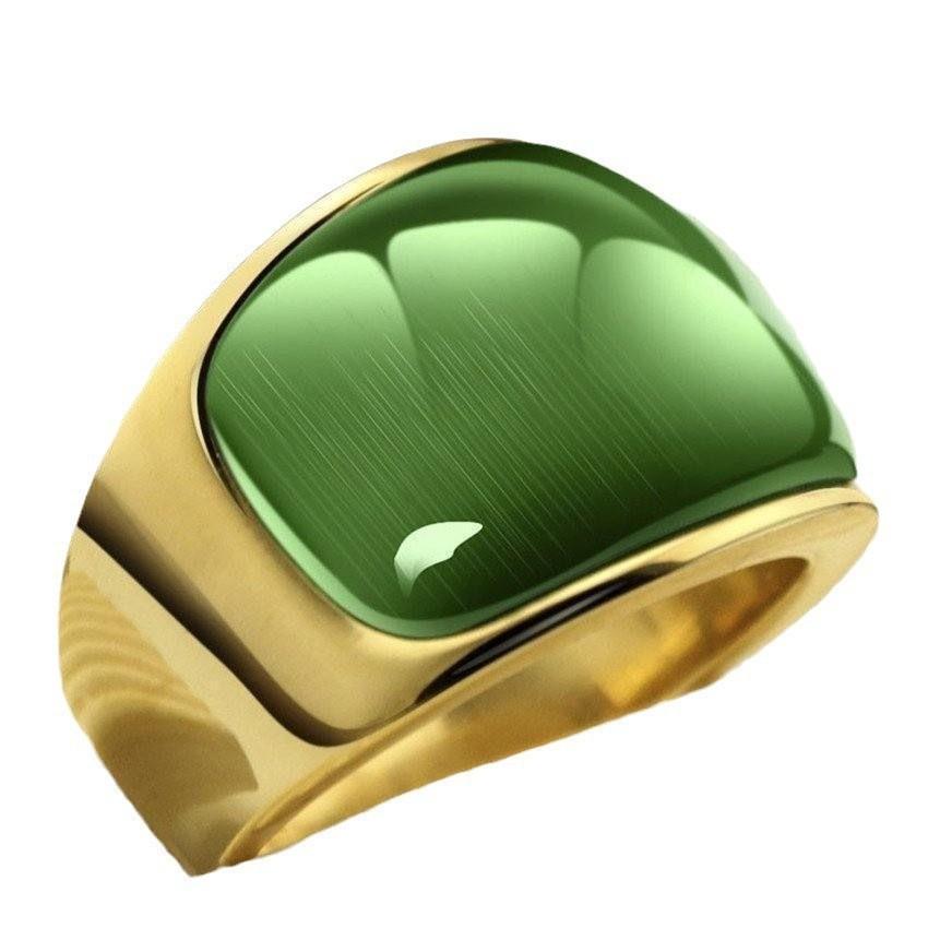 European and American simple and fashionable synthetic opal men's and women's rings