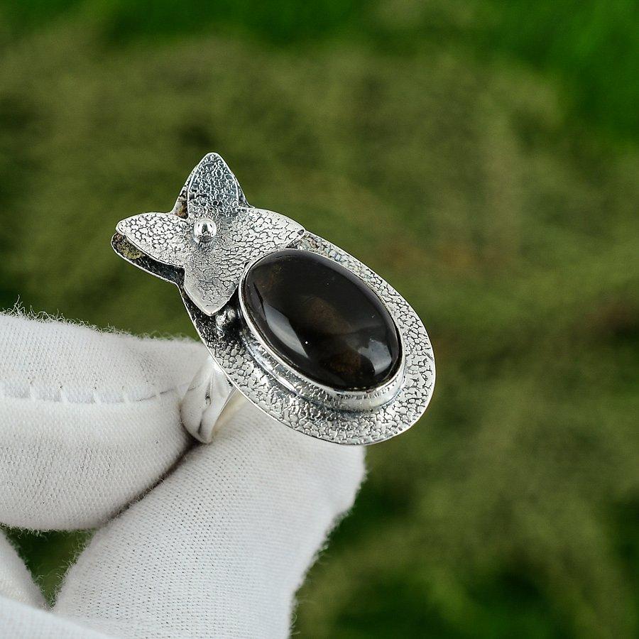 925 Silver Oval Montana Agate Stone Bezel Sister Promise Solitaire Birthday Ring Adjustable