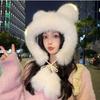 Cute Warm Winter Plush Hat Bear Ear Thickened Ear Protection Hat Wool Soft Fluffy Bucket Hat Women