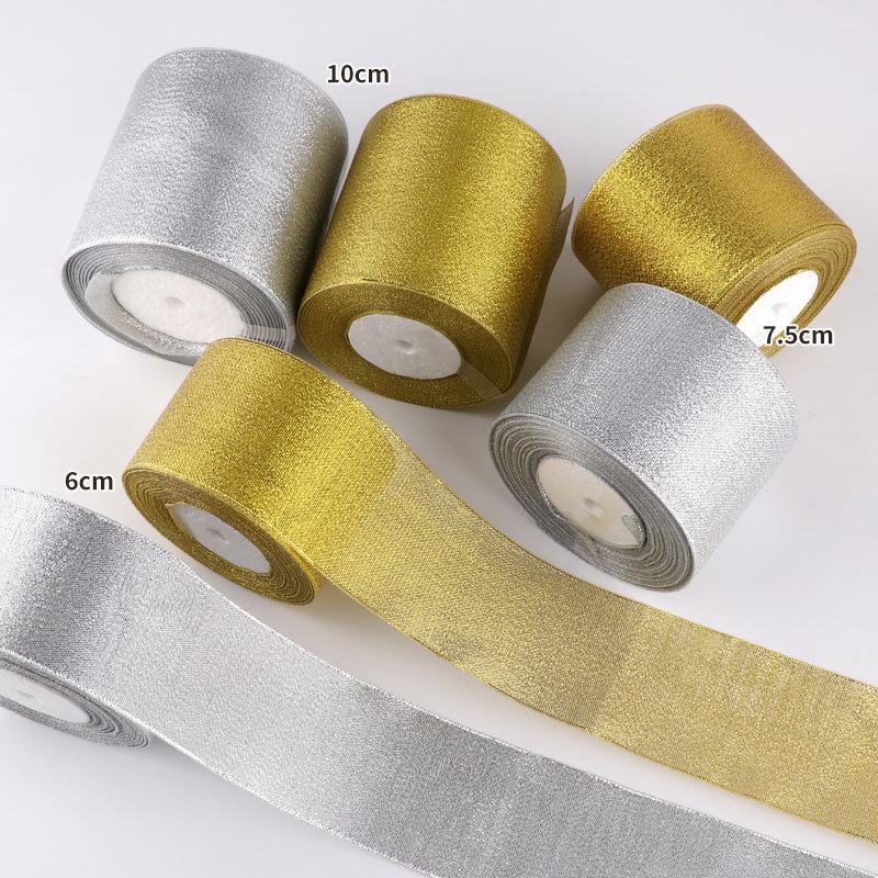 Satin Ribbon with Silver and Gold Glitter for Cake Decoration and Packaging