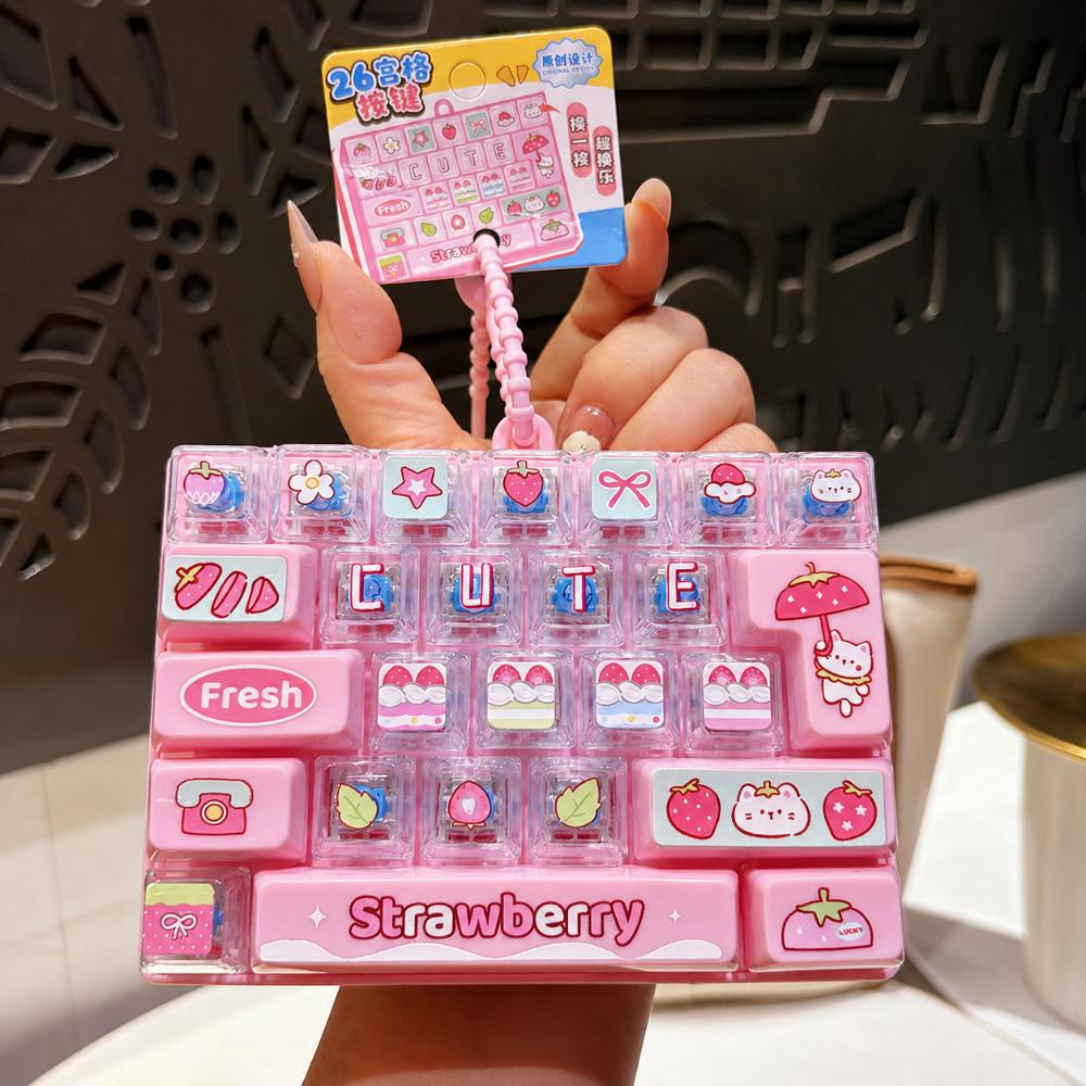26 Keys Mechanical Keyboard Toy Clear Key Sounds Bag Pendant Charm Stress Relief Use