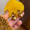 Autumn/Winter Iris Pearl Enamel Drip Flower Stud Earrings for Women: Elegant High-End Silver Needle Design