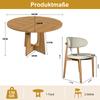 Modular Round Dining Table Set with 1 Table and 2 Chairs, Table Top MDF with Oak Veneer, Chairs Made of Solid Oak Veneered In Natural Wood Color