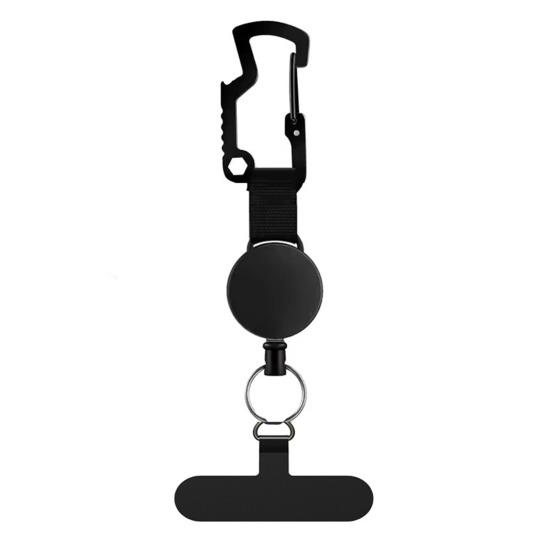 Șnur Antifurt pentru Telefon Mobil cu Cablu Retractabil din Oțel și Cârlig Metalic Blocabil, Curea Rotativă la 360 de Grade pentru Drumeții, Călătorii, Utilizare în Aer Liber