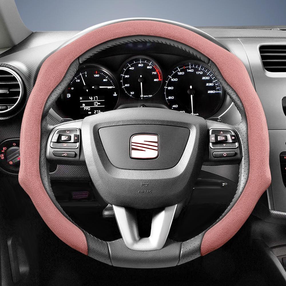 nlcr7 Suitable for Seat Premium Suede Snap-On Steering Wheel Cover, Non-Slip and Durable, Available for Ibiza, Arona, Leon, Leon Sportstourer,
