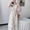 Popular Resort-Style Lace Cutout Sleeveless Dress with Ethnic Lace-Up Vest