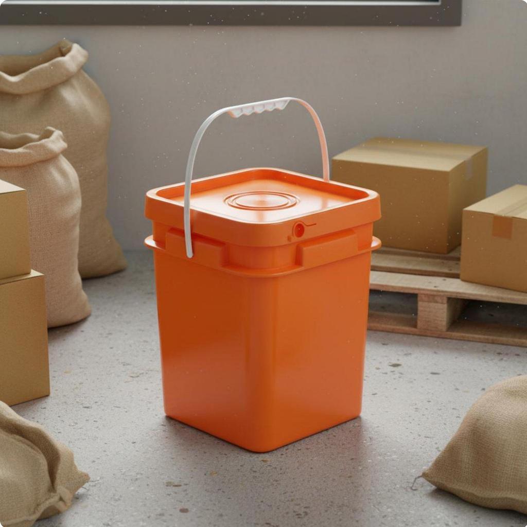 Square Bucket with Lid Versatile Use Fall Resistant Food Grade Storage Pail
