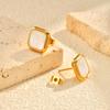 Chic Stainless Steel Square Natural Shell Stud Earrings for Women, Trendy Exquisite Daily Party Jewelry Accessories Gift Unisex