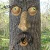 Decorative Tree Faces for Garden Glow?in?the?Dark Face Decor, Funny Old Man Bark Whimsical Forest Art Resin Ornament, Outdoor Halloween
