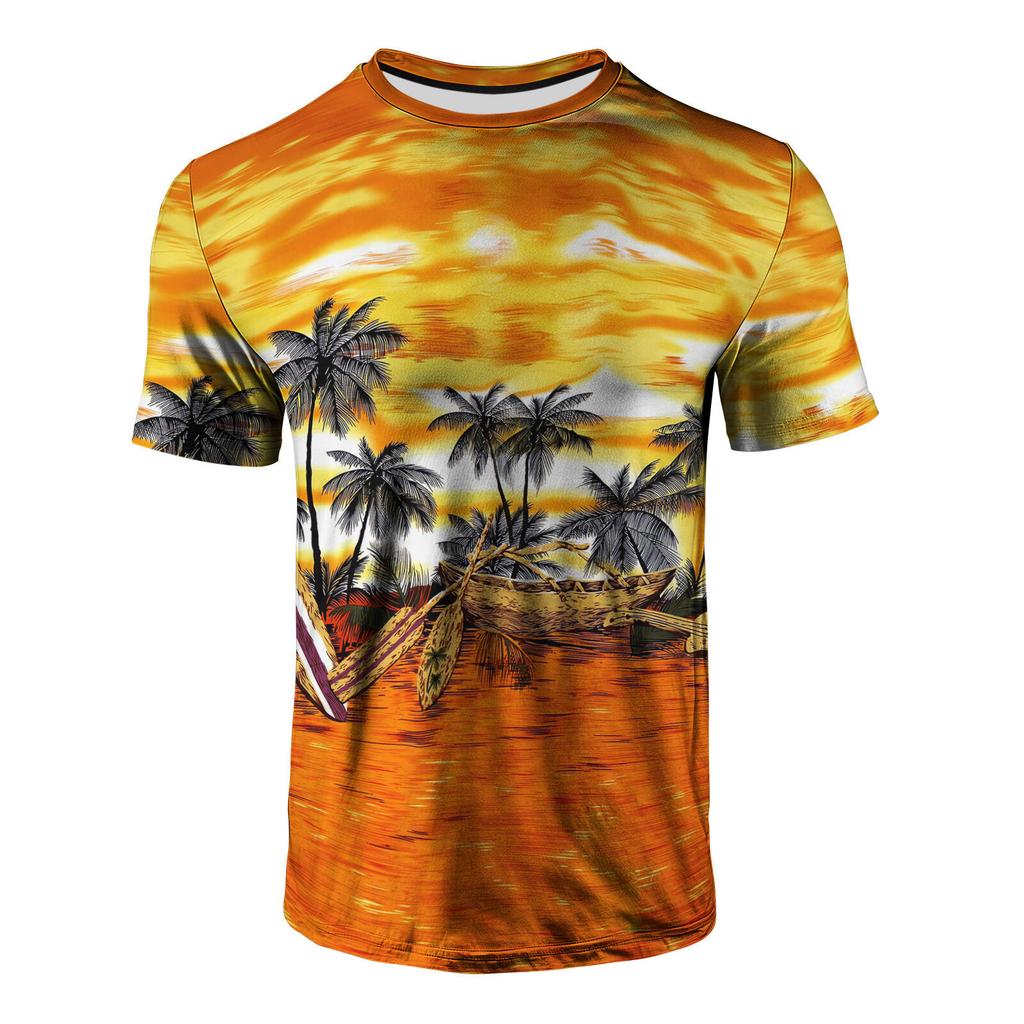 T-shirt Estiva da Uomo Girocollo Stampata in 3D Moda Versatile Traspirante Tendenza Casual