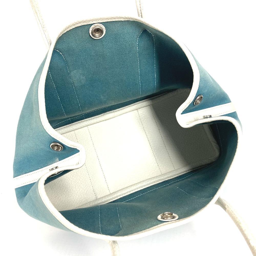 HERMES Garden Party TPM Hand Bag Tote Bag Toile Offishe/Leather blue/White