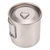Titanium Cup 420ml High Temperature Resistance Portable Outdoor Camping Mug with Lid Folding Handle