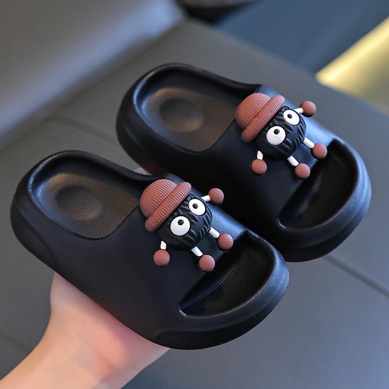 

Детские нескользящие тапочки для ванной из ЭВА - толстая подошва, без запаха, унисекс, домашняя обувь Size 34-35 (215mm) approx. 8 years чёрный