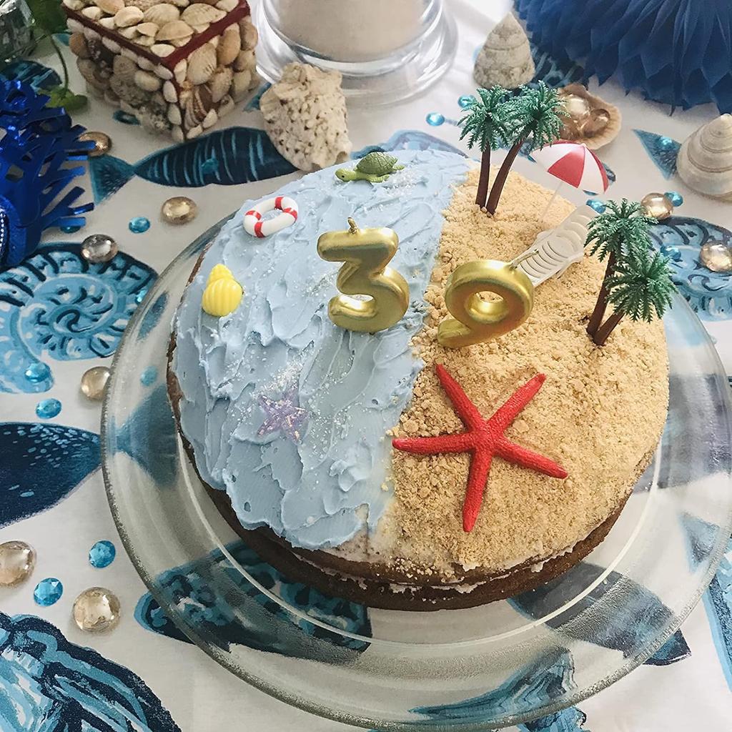 Decorazione per Torta Ombrellone Sedia da Spiaggia, 15 Pezzi Topper per Torta Estivi Oceano, Decorazioni per Festa a Tema Tropicale Hawaiano Aloha Luau