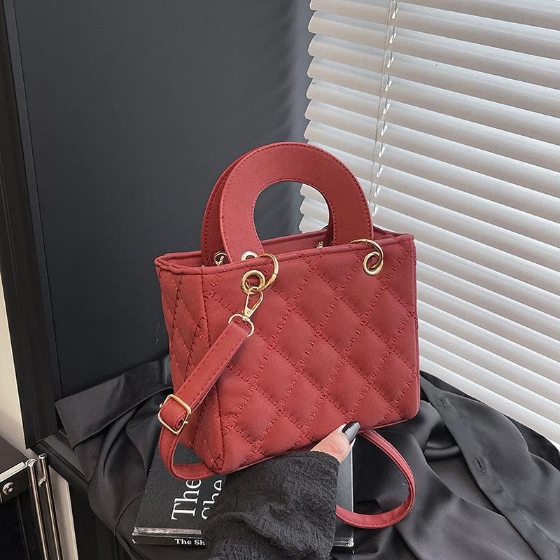 Chic Diamond Quilted Faux Leather Shoulder Bag for Women, Vintage Style Crossbody Hobo Purse, Soft Texture Handbag