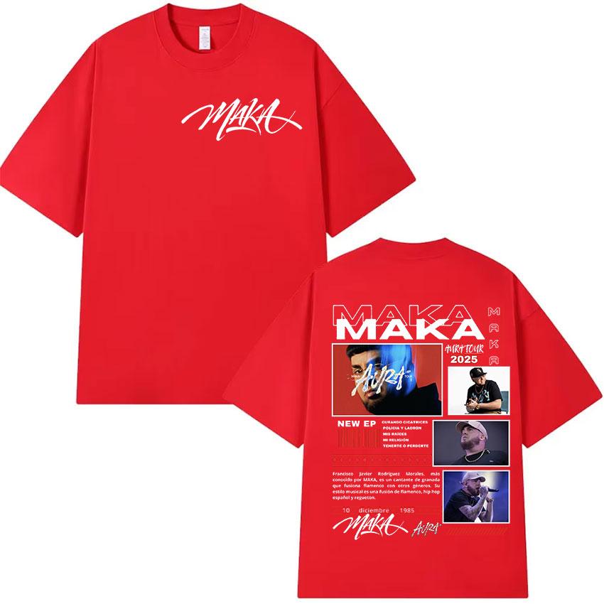 Maka Aura Tour 2025 Album Print T Shirts Mens Hip Hop Retro Style Short Sleeve Tshirt Rap Unisex Gothic Clothing Cotton Tshirt