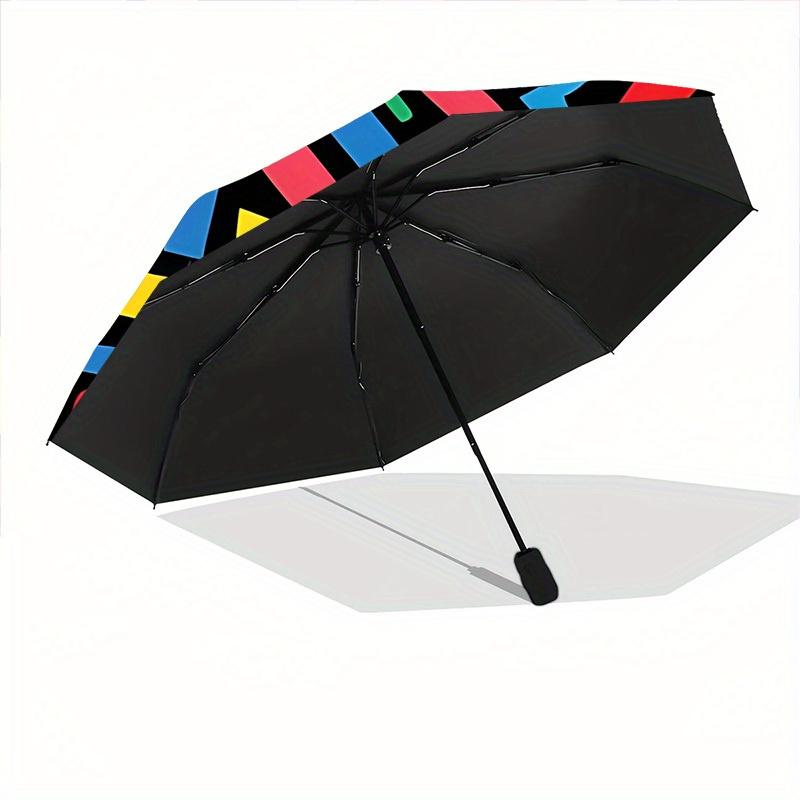 1pc Abstract Art Automatic Folding Umbrella, Portable & Foldable Design with 8 Ribs, Casual Outdoor Accessory Yy250729057