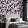 Pink Butterflies Leopard Print Wallpaper 22.83"X118" Waterproof Wallpaper for Living Room/Bedroom/Bathroom PVC Wall Sticker