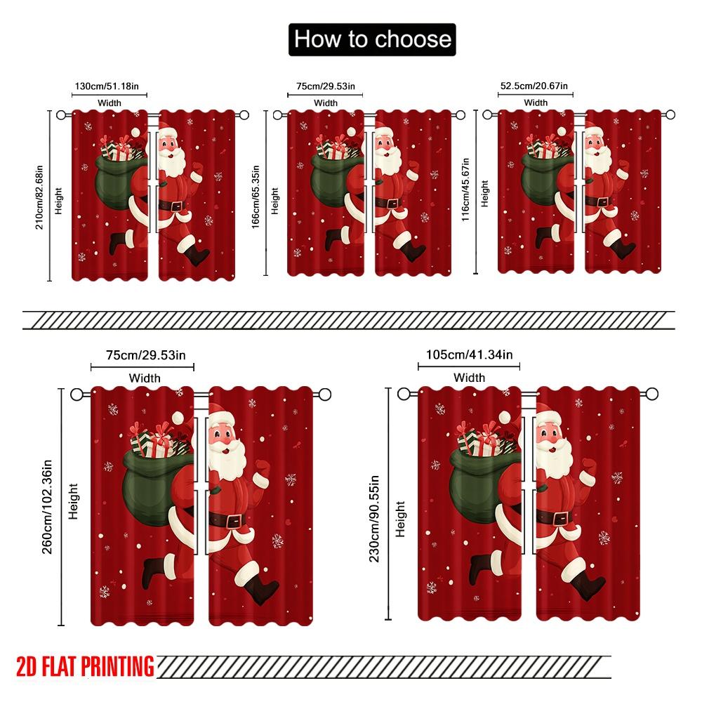 2 Stück, 2D-Flachdruck Beliebte Vorhangpaneele Weihnachtsmann Strapazierfähiges Polyester (ohne Stange) Alle Jahreszeiten für Wohnzimmer,